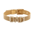 Verstelbare gouden roestvrijstalen mesh armband met fonkelende DAD-schuif voor heren - Goud