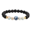 Bracciale di perle in pietra lavica Yin Yang con perlina blu e pietre naturali - Stile Pietra Lavica