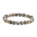 Bracciale vintage di pietre maculate con perline di metallo dorato lucido per donna - Diaspro dalmata