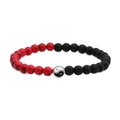 Bracciale di perle turchesi rosse e nere opache con ciondolo Tai Chi Yin Yang per uomo e donna - Turchese Rosso