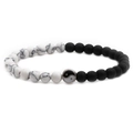 Bracciale elastico in pietra con onice nero opaco, turchese bianco e ciondolo yin yang - Turchese Bianco