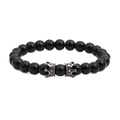 Détail de perles d'onyx noir brillant avec breloques couronne en argent et zircons - Couronne Noir Fusil