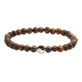 Tijgeroog kralenarmband met zilveren Yin Yang bedeltje en natuursteen textuur - Gele Tijgeroog