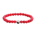 Rode turkooizen kralenarmband met Yin Yang-bedel en natuurlijke steentexturen op wit - Rode Turkoois (Synthetisch)