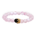 Elegante bracciale con perle di pietra di luna lavanda opaca e corona in zircone dorato - Rosa