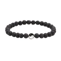 Zwarte lavasteen kralenarmband met een centraal Yin Yang-symbool bedeltje - Lavasteen
