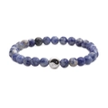 Sodaliet kralenarmband met Yin Yang bedeltje van blauwe natuursteen en metalen hanger - Blauwe Adersteen