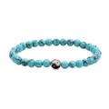 Detail van blauwe turquoise kralen met Yin Yang bedeltje aan kralenarmband - Blauw Turquoise