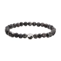 Detail van Yin Yang-bedel op labradoriet kralenarmband met natuurlijke grijze texturen - Flitssteen (Labradoriet)