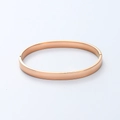 Primer plano de un brazalete de acero de titanio pulido en oro rosa de 6 mm con cierre de bisagra - Oro Rosa (SZ616)