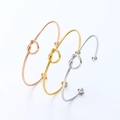 Polished stainless steel knot heart open bracelets in rose gold, gold and silver finishes - Mixed Color Style