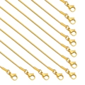 Set aus 10 goldenen quadratischen Schlangenkettchen aus Edelstahl mit Karabiner - Gold