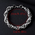Detalle de la pulsera de eslabones de acero inoxidable con medidas de ancho y longitud - Estilo Trenzado de Trigo Liso