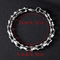 Bracciale da uomo in acciaio inossidabile argento con chiusura a moschettone e 21 cm - Stile Osso Ingranaggio Industriale