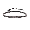 Verstellbares 4mm Perlenarmband mit bunten Mikro-Zirkonia auf rechteckigem Metallsteg - Gunmetal
