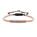Verstellbares Armband in Roségold mit bunten Zirkoniasteinen und schwarzer Kordel - Roségold