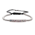 Verstellbares gewebtes Armband mit Silberperlen und buntem Zirkonia-Pavé-Stab - Silber