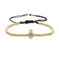 Bracciale regolabile con perline dorate e ciondolo a forma di ananas in zircone colorato - Stile Ananas Singolo