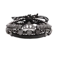 Lot de 4 bracelets pour hommes avec couronne et zircon en métal noir fusil - Zircon Blanc Noir