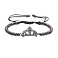 Pulsera ajustable de cuentas negras con colgante de corona con circonitas micro pave - Negro de Pistola