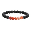 8mm matt-schwarzer Stein und gestreifter Achat Perlenarmband für Herren und Damen - Linienachat