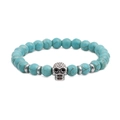 Ensemble de bracelets en perles turquoise avec un charm tête de mort en zircons argent - Style Tête de Mort Unique / Crâne