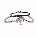 Bracciale intrecciato albero della vita in argento con zirconi colorati e cordino - Colore Platino