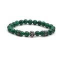 8mm green malachite bead bracelet with silver stainless steel lion head for men - Silver Lion Head