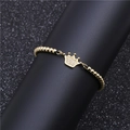 Kronen-Charm-Perlenarmband mit Mikro-Zirkonia und Goldmetallperlen auf schwarzer Kordel - Gold