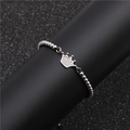 Silbernes Kronen-Armband mit 4mm Kupferperlen und Mikro-Pave-Zirkon-Anhängern - Weißgold