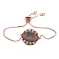 Roségouden Evil Eye armband met zirkoon inleg en verstelbare box-ketting voor dames - Roségoud