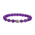 Détail du bracelet en perles d'améthyste avec tête de Bouddha en argent et perles ciselées - Tête de Bouddha Simple