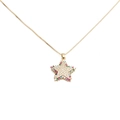 Golden necklace featuring a pentagram star pendant with zircon and multi-colored stones - Five-pointed Star Style (Box Chain)