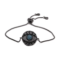 Verstelbare boze oog armband met blauwe zirkoon en zwarte box ketting voor dames - Zwart