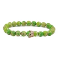 Detailansicht Kaiserstein Perlenarmband mit rosévergoldetem Kronenanhänger und Zirkonia - Fruchtgrün Kaiserstein Roségold Krone