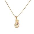 Bunte Zirkon-Ananas-Halskette mit Goldbeschichtung und einer filigranen, feinen Kette - Bunter Zirkonia Ananas-Stil