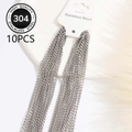 Lot de 10 colliers à chaîne plate de 3 mm en acier inoxydable 304 sur cartes blanches - Acier