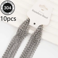Close-up of 10-piece high quality 304 stainless steel rollo chains with lobster clasps - 10Pcs / Steel