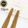Detailed close-up of 10-piece gold 304 stainless steel square pearl necklace chains set - Box Chain / 10Pcs / Gold