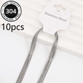 Detailed macro view of 10-piece 304 stainless steel hammered circle chain necklaces - Steel