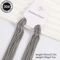 Ten-piece set of 70cm silver 304 stainless steel square pearl chains with lobster clasps - 70cm (10 Pieces/Pack) / Steel