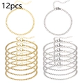 Set of 12 gold and silver curb chain bracelets with lobster clasps and extension links - Gold And Steel Color