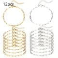 Set da 12 bracciali a catena paperclip regolabili in oro e argento con chiusura a moschettone - Oro + Colore Acciaio