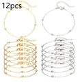 Set di 12 braccialetti a catena con sfere oro e argento e chiusura a moschettone regolabile - Oro + Colore Acciaio