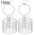 Detailed set of 12 silver Cuban chain bracelets featuring lobster clasps and extenders - Steel