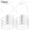 Set of 12 silver satellite chain bracelets with small beads and lobster clasp closure - Steel