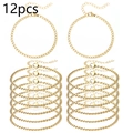 Set of 12 gold Cuban chain bracelets with lobster clasps and adjustable extensions - Gold