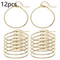 Detail view of 12pcs golden box chain bracelets with lobster clasps and extension chains - 12PCS / Gold
