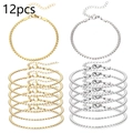 Set aus 12 Gold- und Silber-Boxkettenarmbändern mit Karabinern für die Schmuckherstellung - 12er Set (6 Gold + 6 Silber) / Gold und Silber