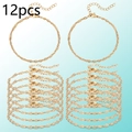 Détails de 12 bracelets chaîne vague d'eau dorés avec fermoir mousqueton et chaînette d'extension - Doré